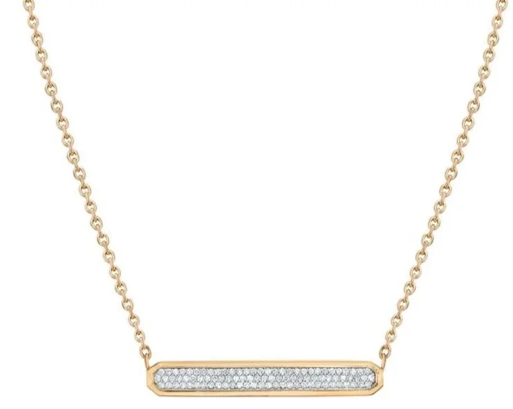 Silk Necklaces-Walters Faith 'CARRINGTON' Rose Gold & Diamond ID Bar Necklace