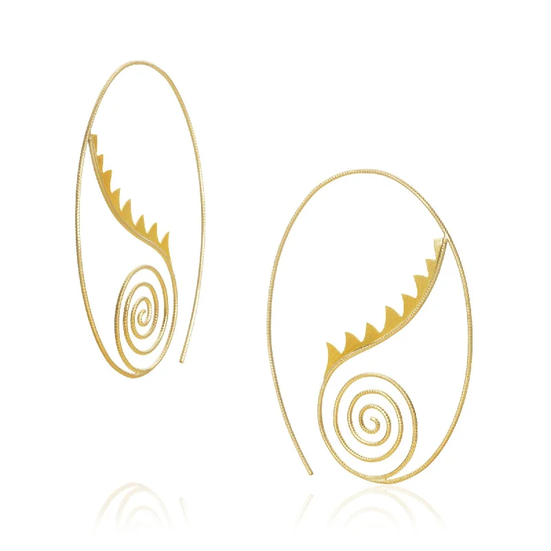 Sparkling Hoop Drop Earrings-Large Thera 18K Gold Earrings