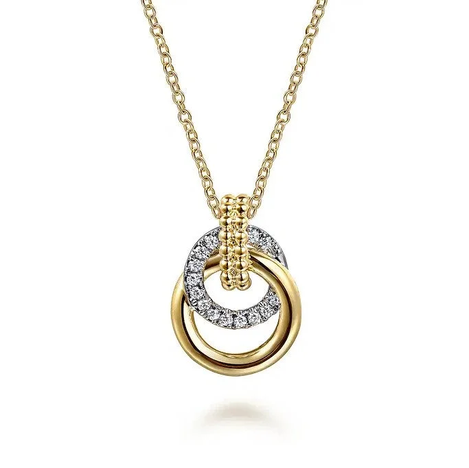 Gemstone Pendant Necklaces-Gabriel 14K Yellow & White Gold Bujukan Bead & Diamond Necklace