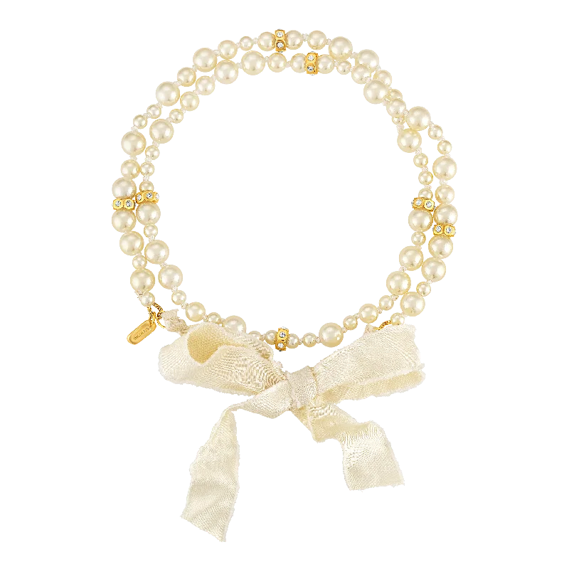 Nameplate Necklaces-Ivory Pearl Bow Necklace