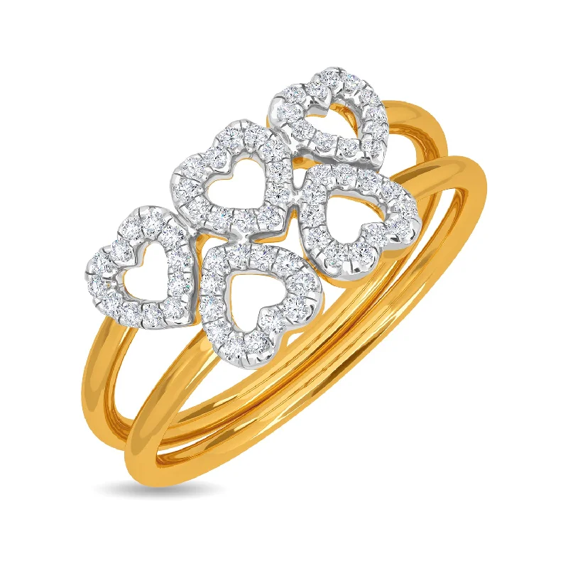 Women’s Engagement Rings with Diamonds-Two Layered Heart Ring