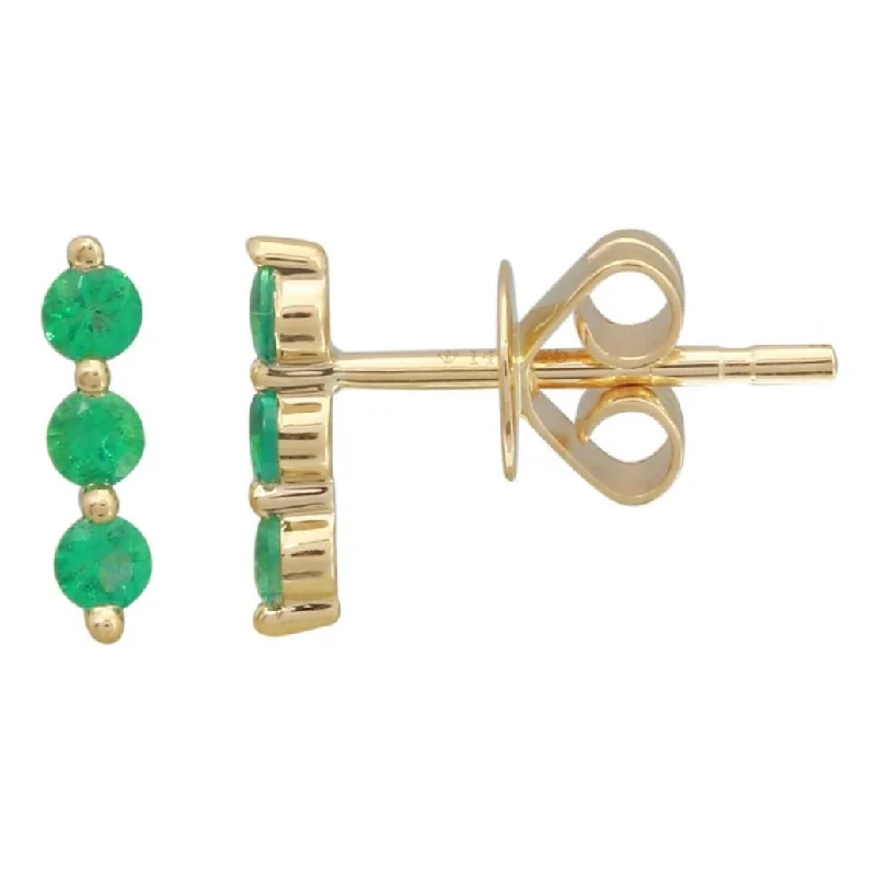 Small Gemstone Drop Earrings-Trio Gemstone Bar Studs