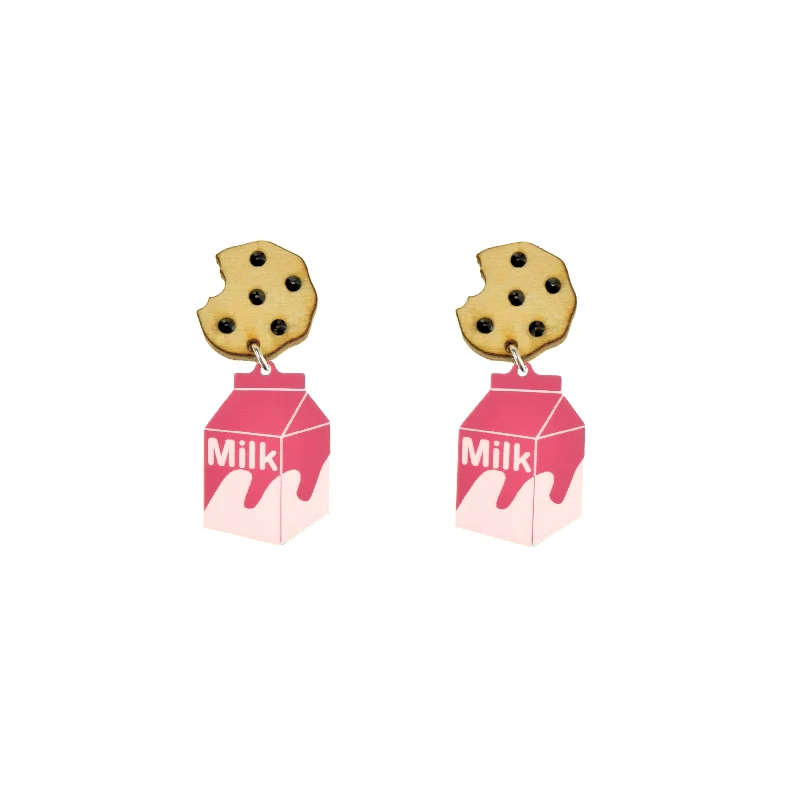 Luxury Gemstone Stud Earrings-Last Chance! Pink Milk and Cookie Dangle Earrings