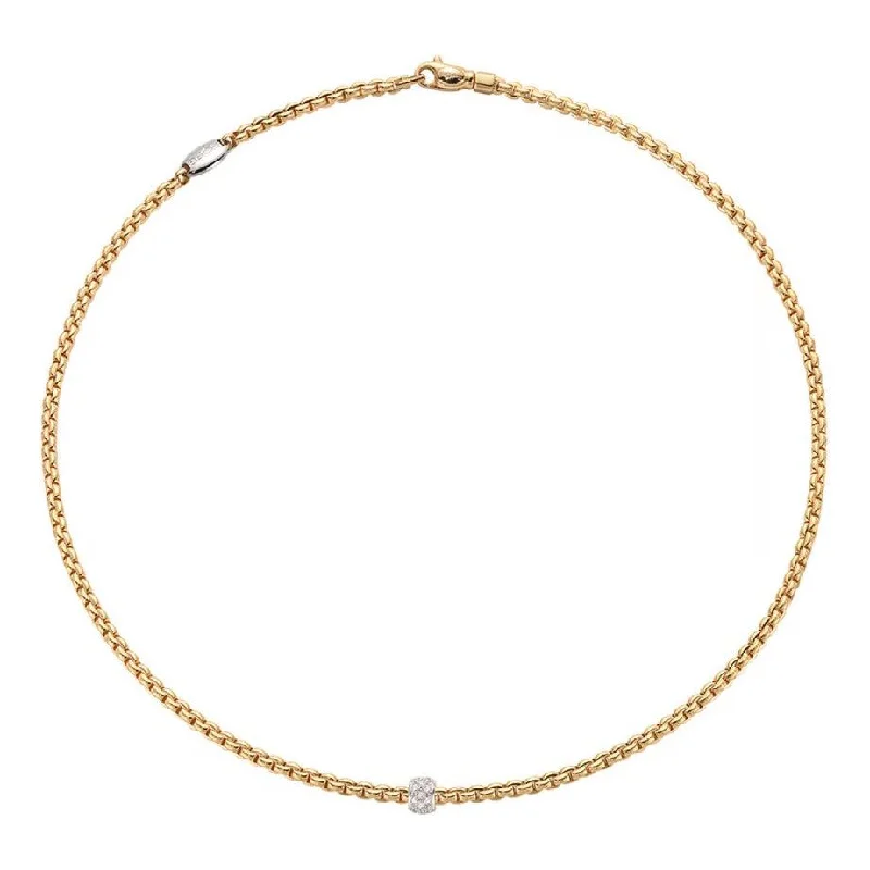 Adjustable Chain Necklaces-FOPE 18K Gold Eka Tiny Diamond Pave Necklace