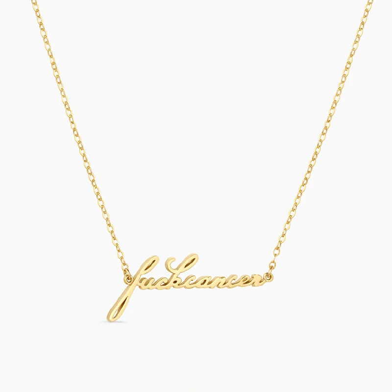 Cute Gold Necklaces-14k Fine Fuck Cancer Script Necklace