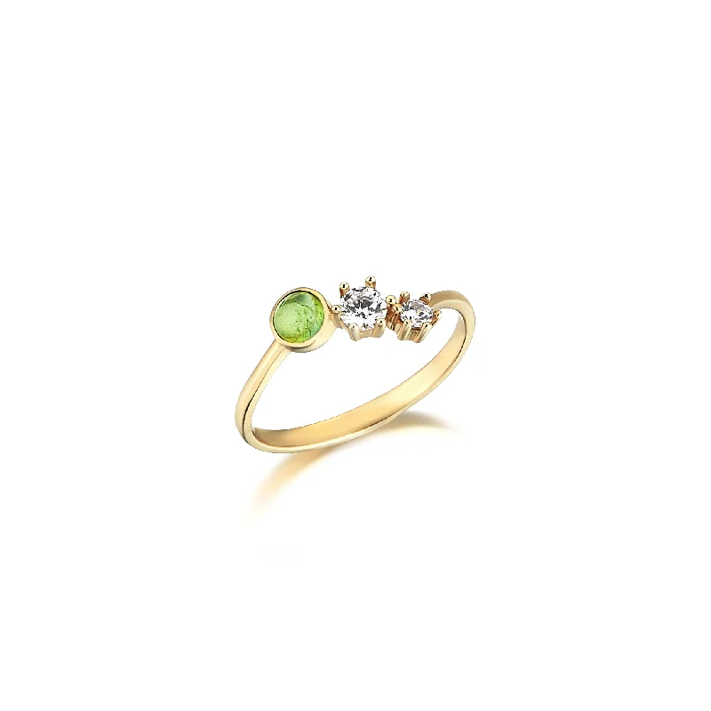 Diamond Engagement Bands for Women-Green Cocktail Ring