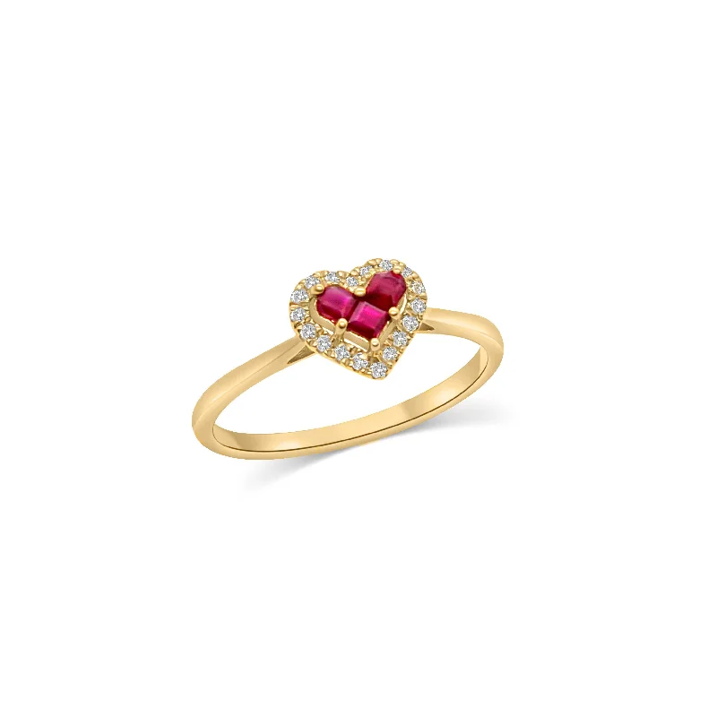 Men’s Customizable Promise Rings-Natural Ruby Heart Ring