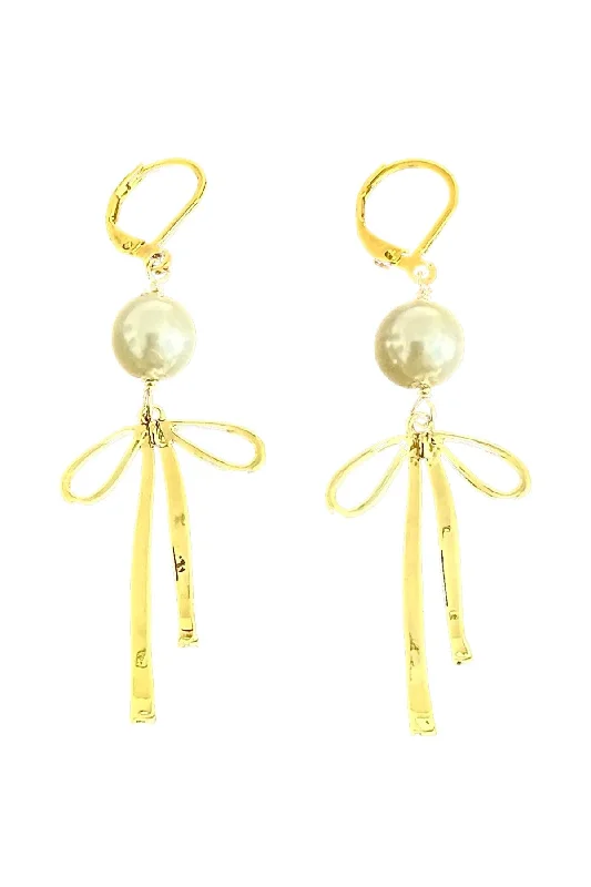 Modern Hoop Earrings-Pearl Bowtie Earrings