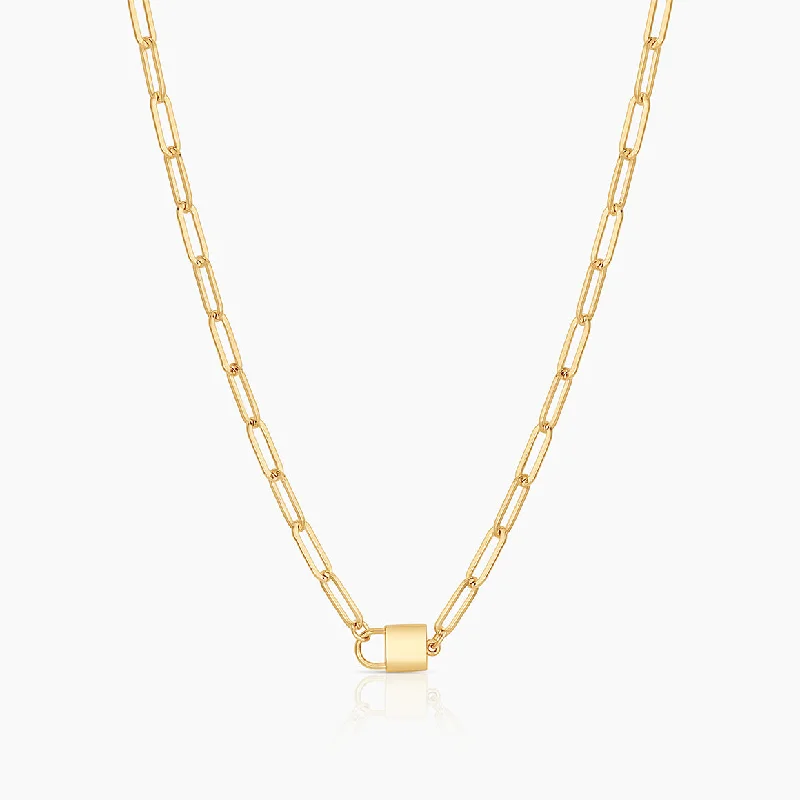 18K Gold Necklaces-Jessa Lock Necklace