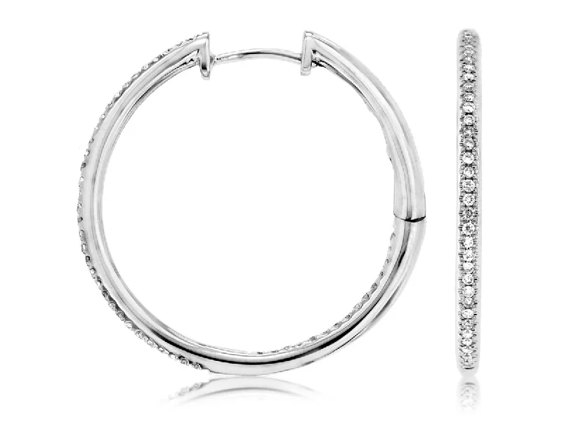 Statement Drop Earrings-25mm Diamond In & Out Hoop Earrings