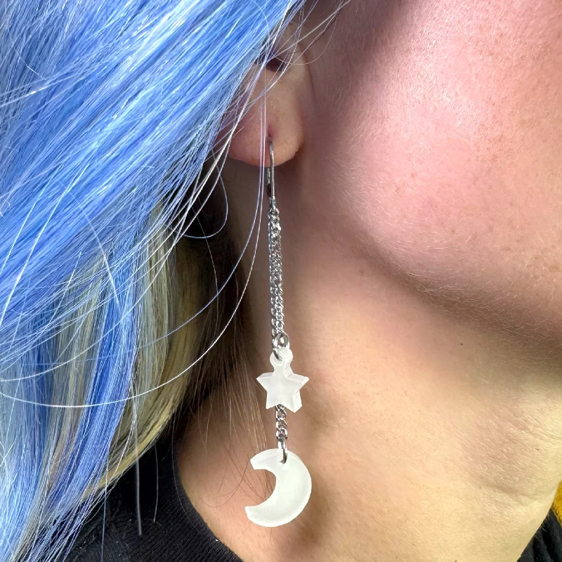 Luxury Silver Drop Earrings-Dancin' in the Moonlight Earrings - Glow in the dark!