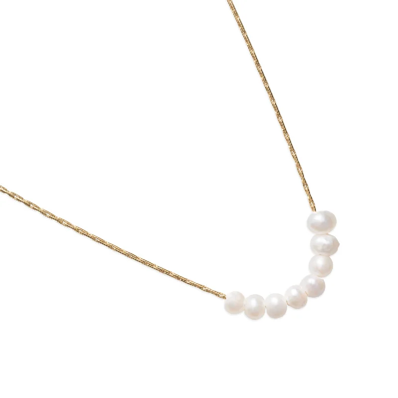 Adjustable Necklaces-Freshwater Tiny Pearls Gold Necklace