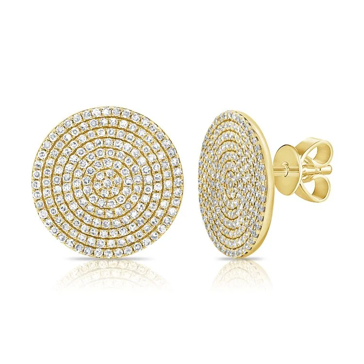 Colorful Stud Earrings for Women-Jumbo Pave Diamond Disc Earrings